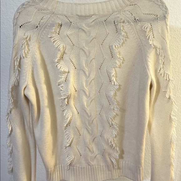 Never Worn Rails Francis Eyelash Fringe Cable Knit Ivory Sweater in Small - Picture 5 of 6